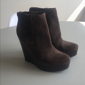Michael Kors Emory Suede Wood Wedge Ankle boot